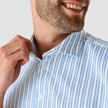 Classic Short-Sleeved Twill Shirt Light Blue Stripes