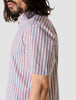 Classic Short-Sleeved Twill Shirt Mahogany Stripes