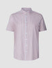 Classic Short-Sleeved Twill Shirt Mahogany Stripes