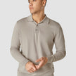 Silk / Cotton Long Sleeve Polo Light Grey