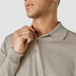 Silk / Cotton Long Sleeve Polo Light Grey