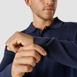 Silk / Cotton Long Sleeve Polo Navy