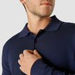 Silk / Cotton Long Sleeve Polo Navy