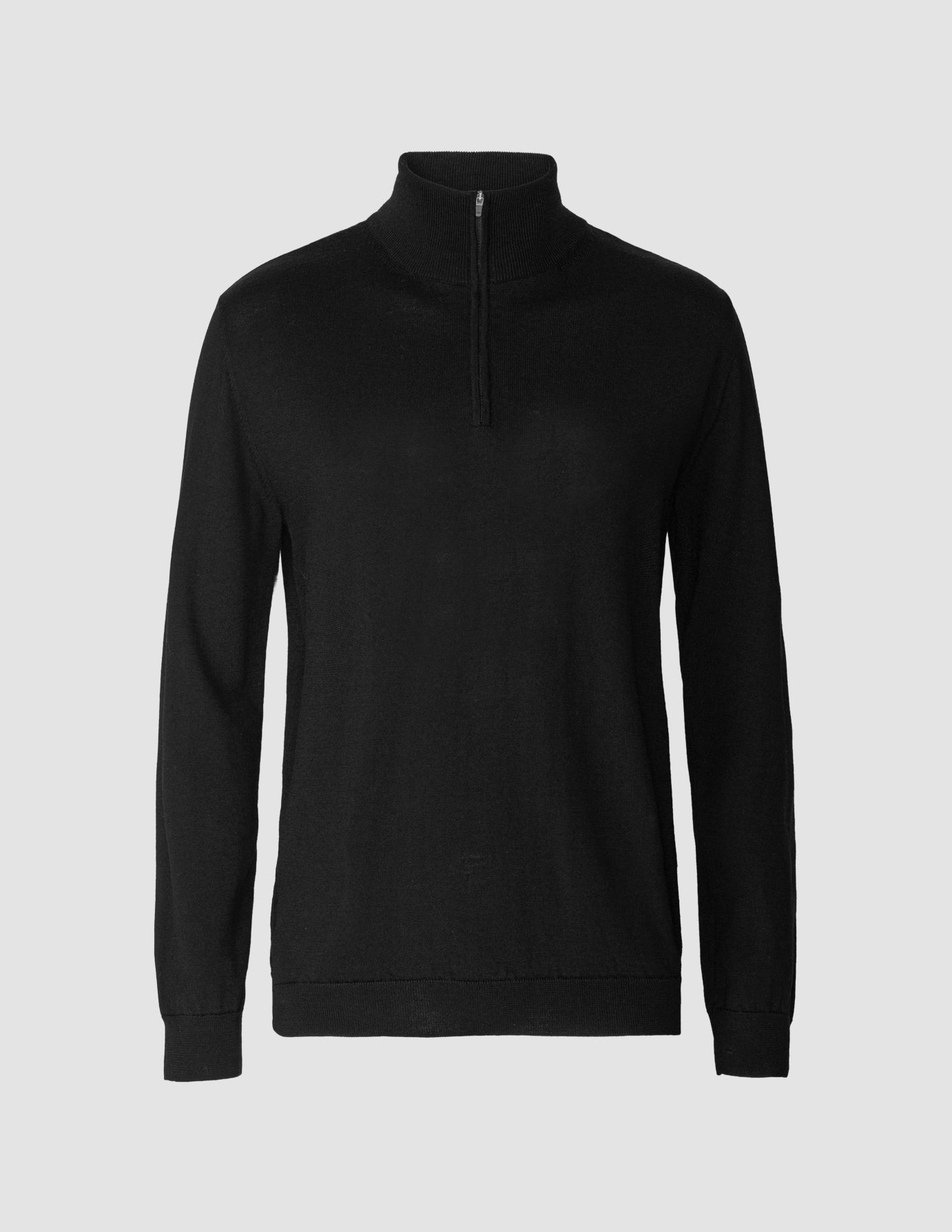 Black Merino Half Zip Sweater
