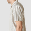 Tech Linen Bowling Short Sleeve Shirt Navy Pinstripe