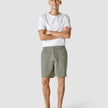 Tech Linen Elastic Shorts Green Pinstripe