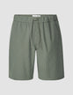 Tech Linen Elastic Shorts Green Pinstripe
