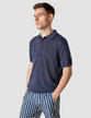 Textured Knitted Short Sleeve Polo Shirt Navy