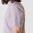 Classic Short-Sleeved Twill Shirt Mahogany Stripes