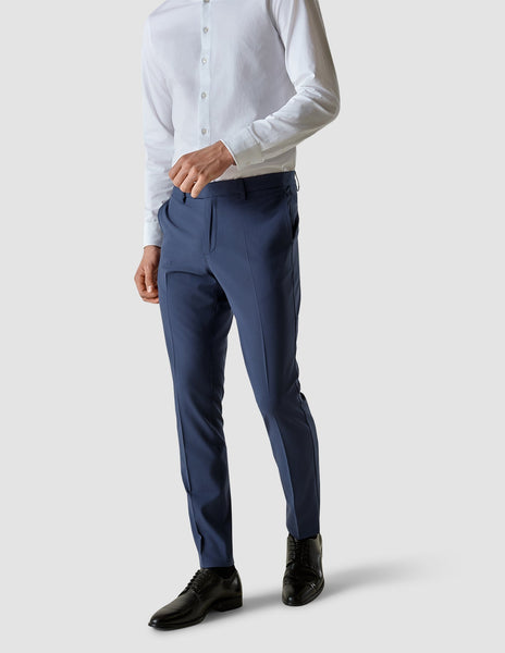 Buy Men's Navy Blue Slim Fit Formal Pant Online | Squirehood – SQUIREHOOD