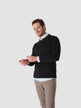 Fitted Knit Polo Long Sleeve Black