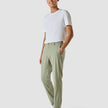 Tech Linen Elastic Pants Neutral Green